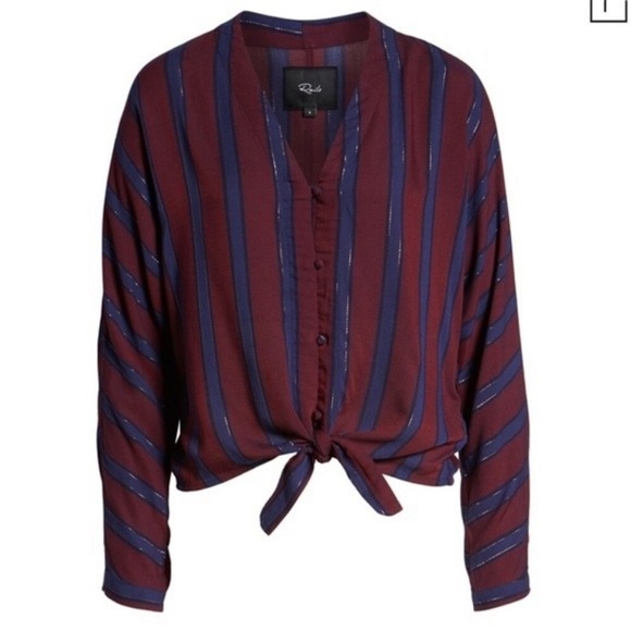 Rails Sloane Striped Metallic Tie Front Top Janeiro Stripe - Picture 7 of 9